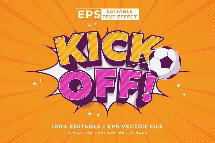 Vector el efecto de texto editable inicia el vector premium de estilo cómic de dibujos animados en 3d