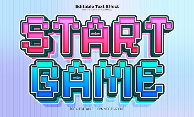 Efecto de texto editable Iniciar juego en estilo de tendencia moderna