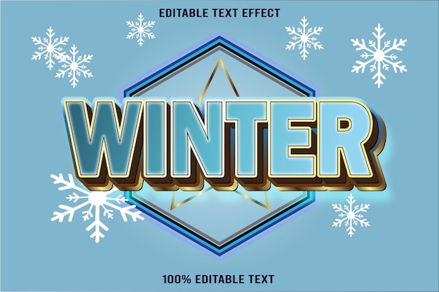 Efecto de texto editable de invierno en relieve 3D de estilo moderno