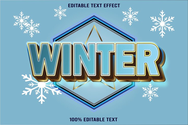 Vector efecto de texto editable de invierno en relieve 3d de estilo moderno