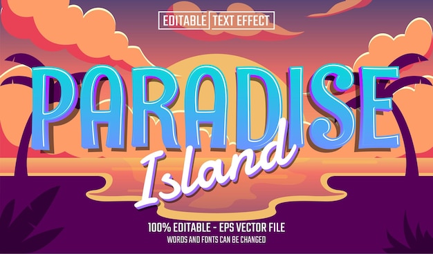 efecto de texto editable de la isla del paraíso