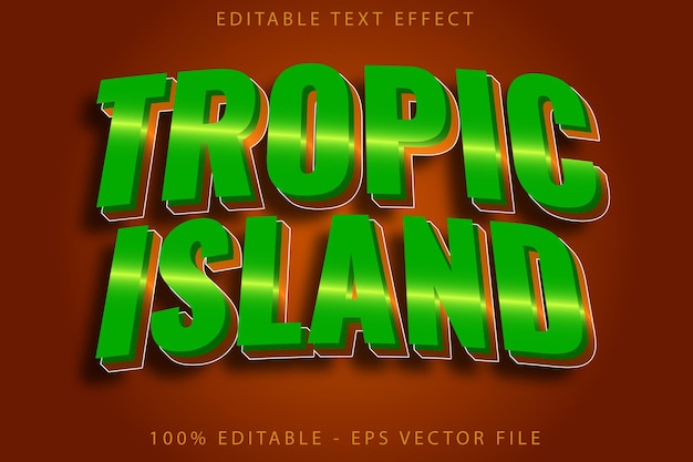Efecto de texto editable de la isla tropical Estilo de gradiente plano