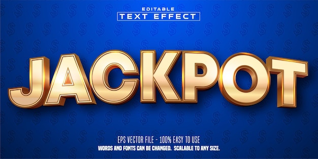 Efecto de texto editable jackpot golden stlye