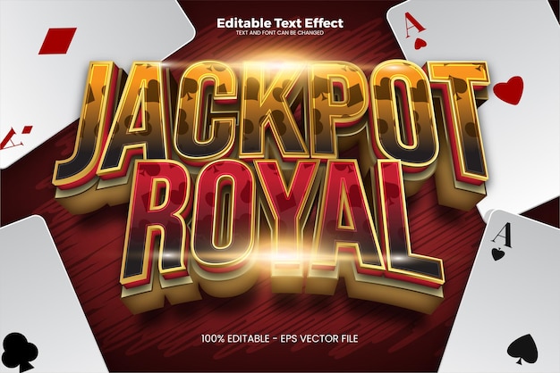 Efecto de texto editable Jackpot Royal en estilo de tendencia moderna