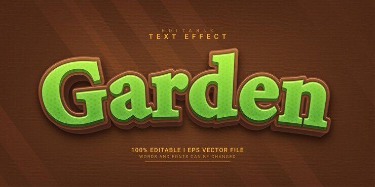 Vector efecto de texto editable de jardín.