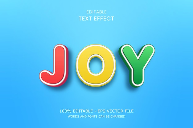 Efecto de texto editable joy dibujos animados en 3d y estilo de texto divertido