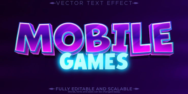 Vector efecto de texto editable del juego, aplicación editable y estilo de texto móvil