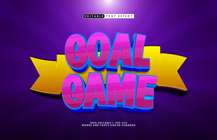Vector efecto de texto editable del juego con un estilo de texto de juego y pelota