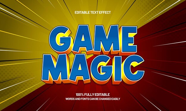 efecto de texto editable de juego mágico con un estilo de texto de juego y juego