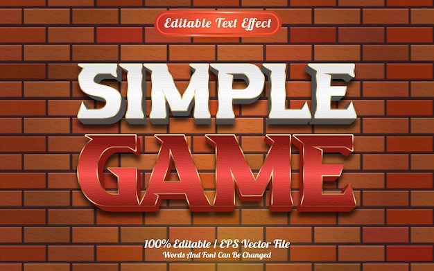 Efecto de texto editable de juego simple