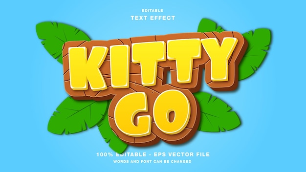 Efecto de texto editable de juegos de dibujos animados de kitty go