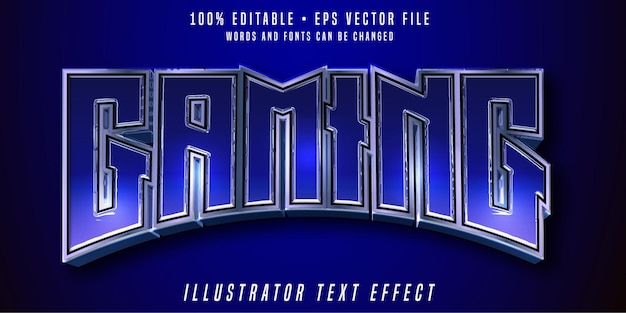 Efecto de texto editable para juegos fuente 3d de estilo azul