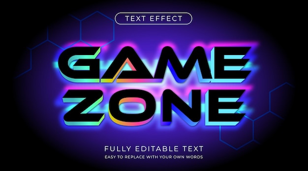 Vector efecto de texto editable para juegos de luz de fondo led con colores multicolores de neón vibrantes