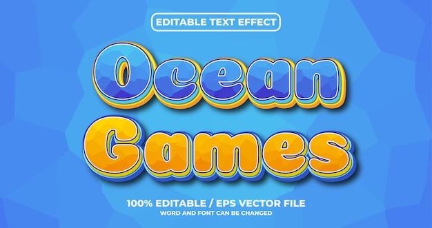 Efecto de texto editable de juegos oceánicos