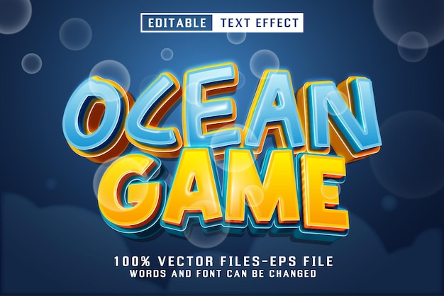 Vector efecto de texto editable para juegos oceánicos