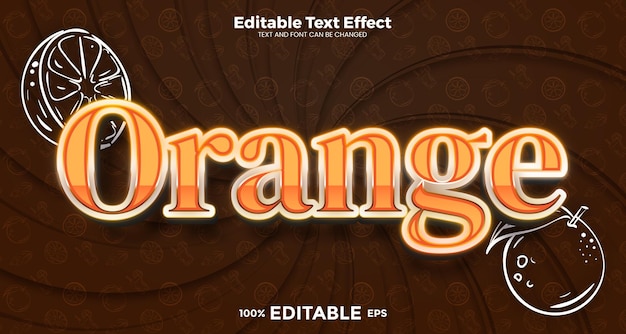Efecto de texto editable de jugo de naranja en el estilo de la tendencia moderna