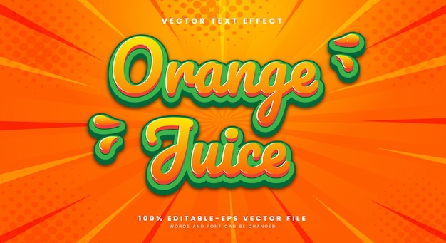 Efecto de texto editable de jugo de naranja plantilla adecuada para comida tropical Tema