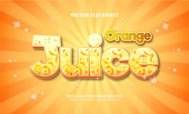 Vector efecto de texto editable de jugo de naranja