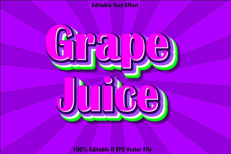 Vector efecto de texto editable de jugo de uva