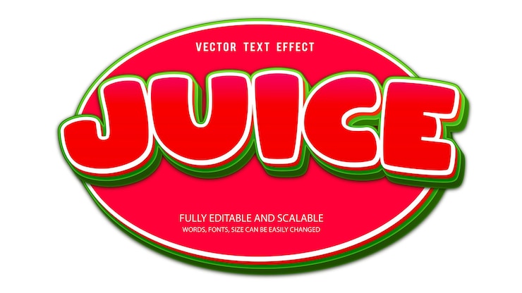 Vector efecto de texto editable de jugo vector estilo 3d