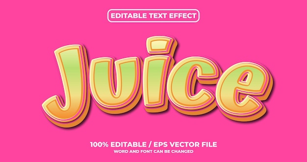 Vector efecto de texto editable de jugo