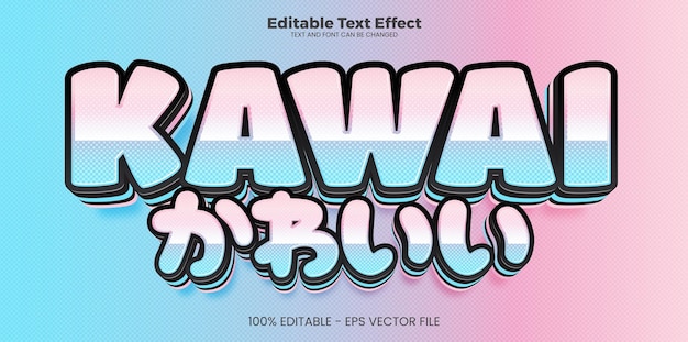 Efecto de texto editable kawaii en el estilo de la tendencia moderna