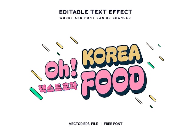 Efecto de texto editable Koreano Cine Drama 3d plantilla de dibujos animados estilo vector premium
