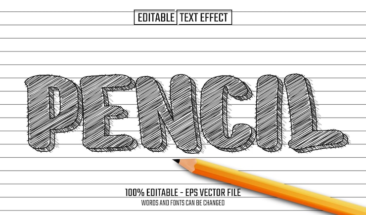 Vector efecto de texto editable con lápiz