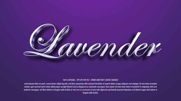 Vector efecto de texto editable lavanda.