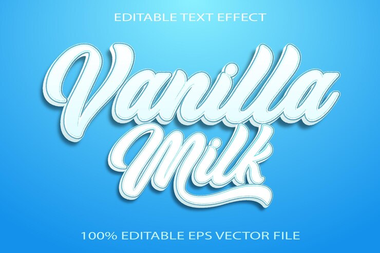 Vector efecto de texto editable de leche de vainilla estilo de relieve 3d
