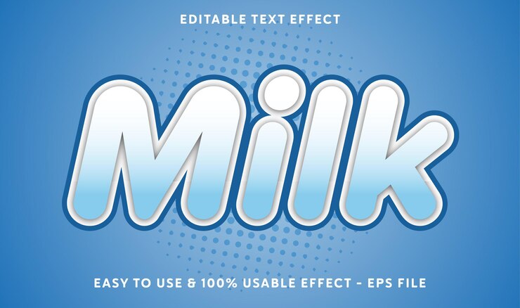 Vector efecto de texto editable de leche