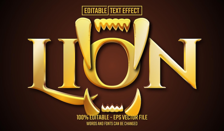 Vector efecto de texto editable de león