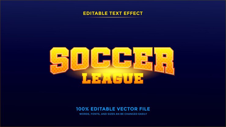 Vector efecto de texto editable de la liga de fútbol
