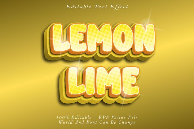 Efecto de texto editable Lima Limón Estilo degradado de relieve 3D