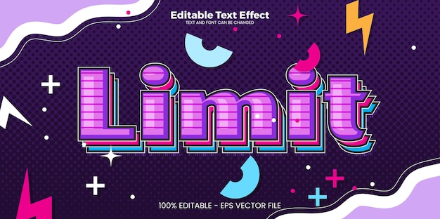 Efecto de texto editable limitado en el estilo de la tendencia de Memphis