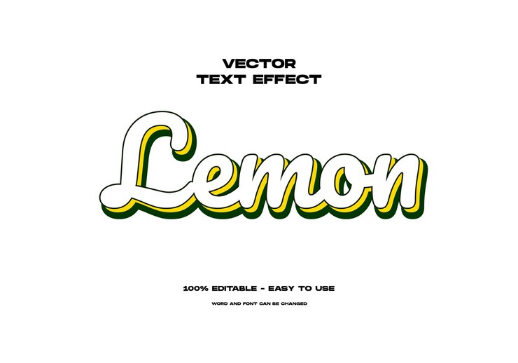 Vector efecto de texto editable de limón estilo divertido, fresco y brillante