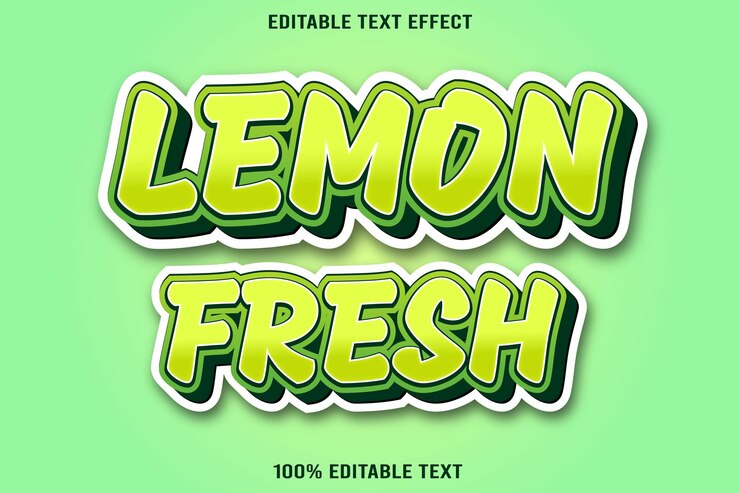Vector efecto de texto editable de limón fresco estilo de dibujos animados en relieve 3d