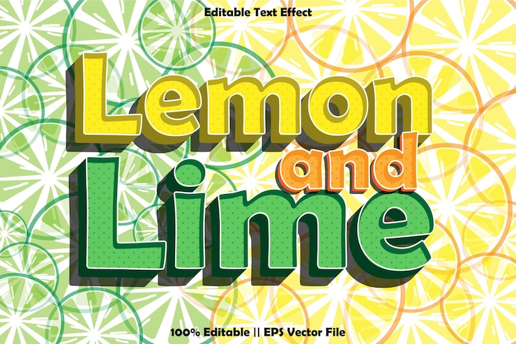 Vector efecto de texto editable de limón y lima.