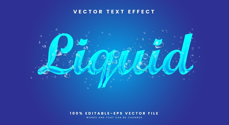 Vector efecto de texto editable líquido plantilla con burbuja