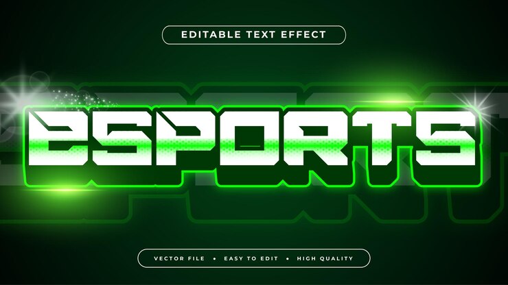 Vector efecto de texto editable del logotipo de juego de esport verde vectorial