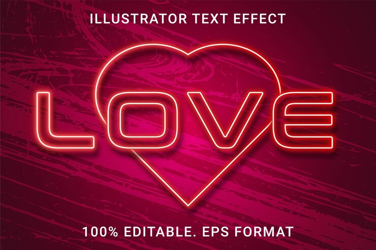 Vector el efecto de texto editable de love 3d
