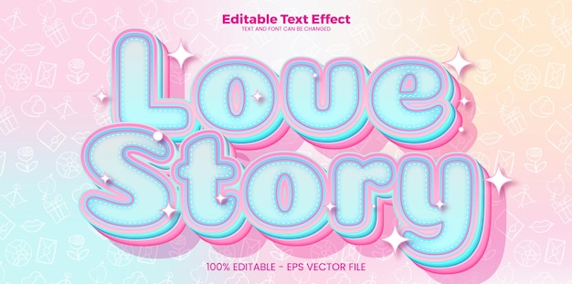 Efecto de texto editable Love Story en estilo de tendencia moderna