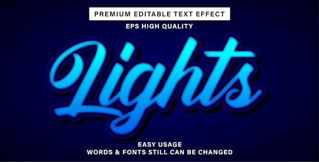 Efecto de texto editable de luces