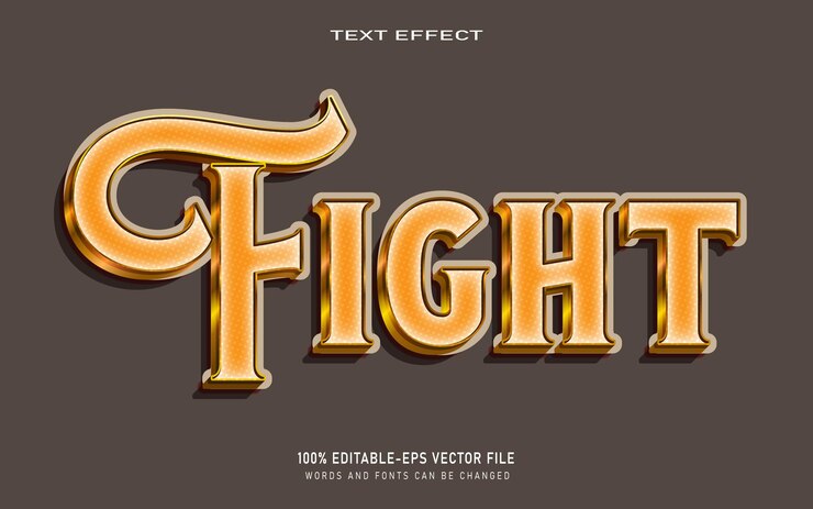 Vector efecto de texto editable de lucha contra el resplandor 3d