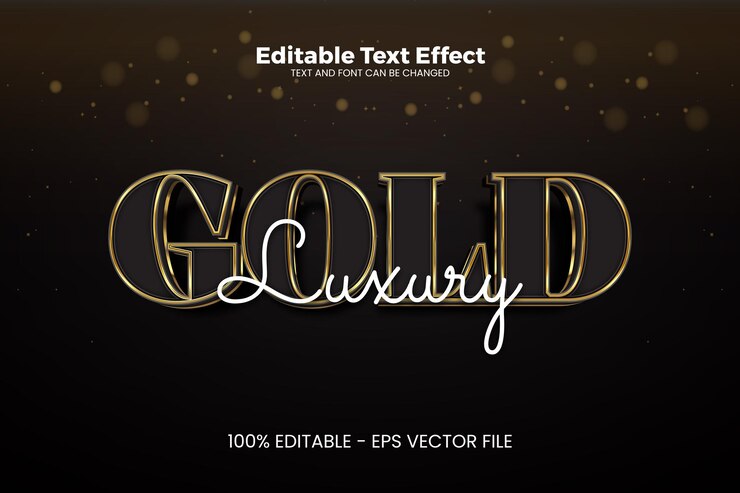 Vector efecto de texto editable de lujo dorado en estilo de tendencia moderna