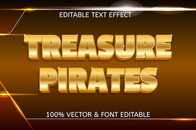 Efecto de texto editable de lujo de estilo piratas del tesoro