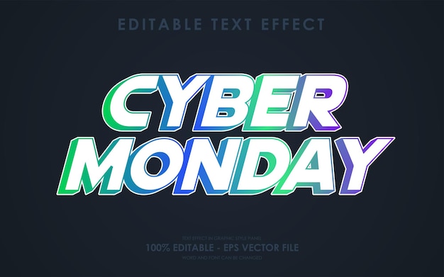 Efecto de texto editable para el lunes cibernético