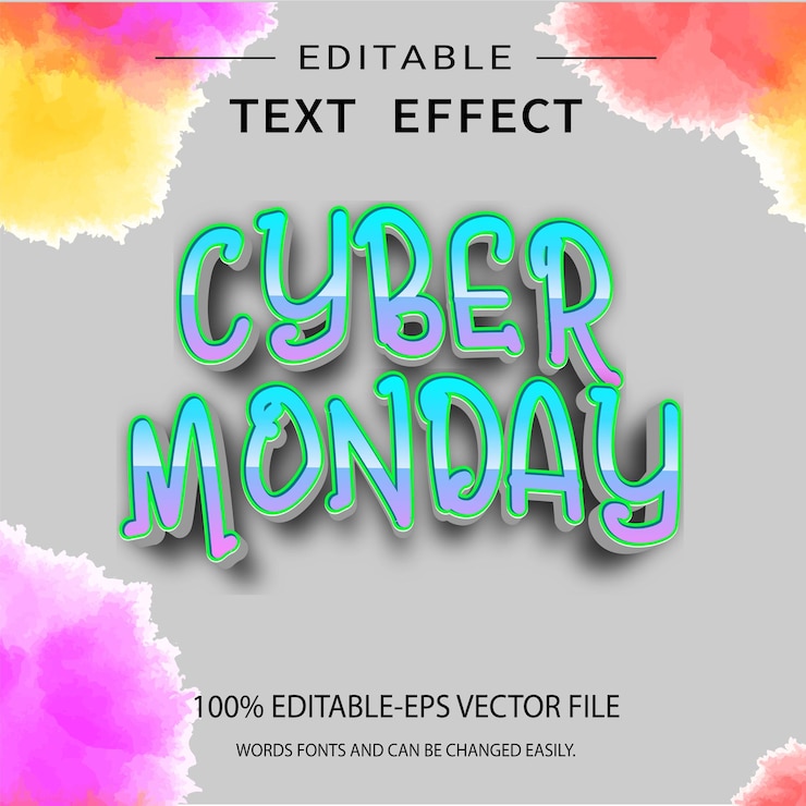 Vector efecto de texto editable para el lunes cibernético