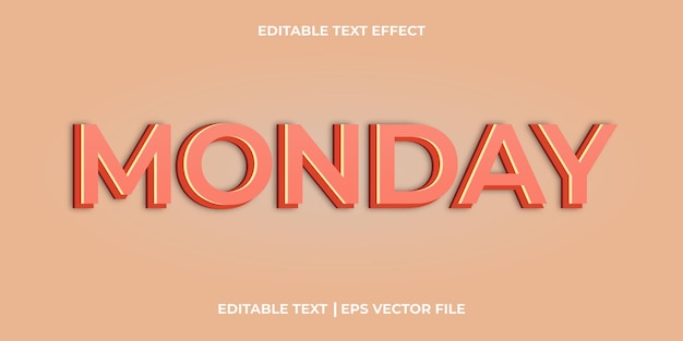 Vector efecto de texto editable de lunes