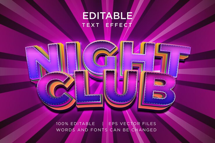 Vector efecto de texto editable de luz de neón brillante